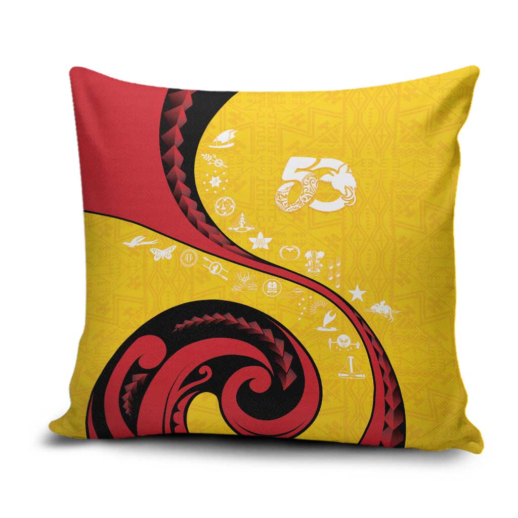 Papua New Guinea 50th Independence Anniversary Pillow Cover Special Style Yellow Version - Polynesian Pride