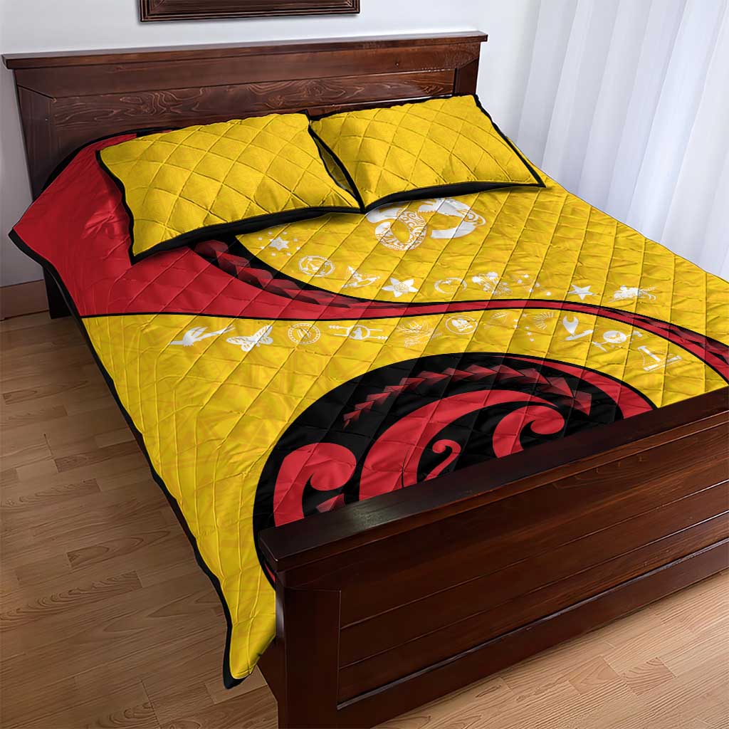 Papua New Guinea 50th Independence Anniversary Quilt Bed Set Special Style Yellow Version - Polynesian Pride