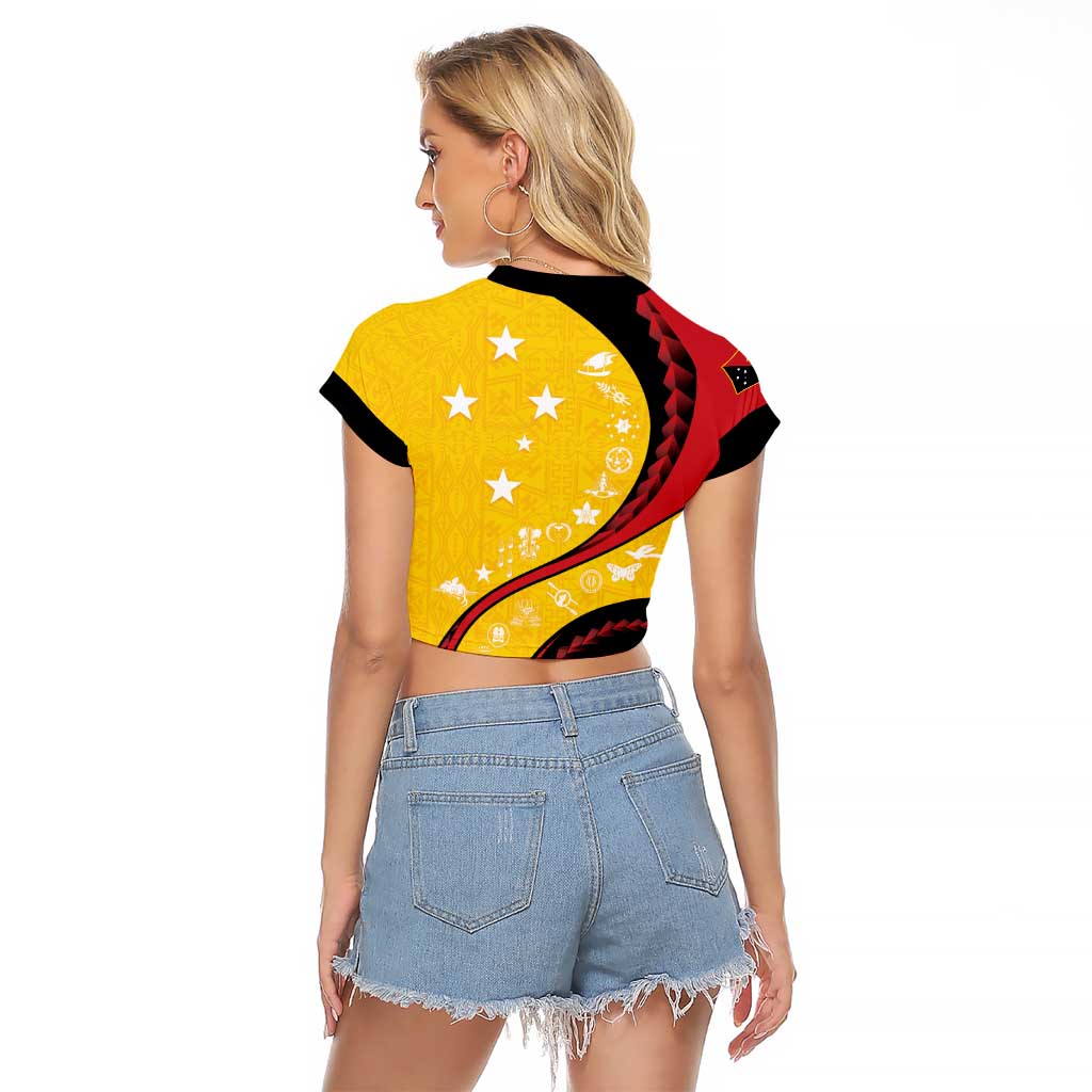 Papua New Guinea 50th Independence Anniversary Raglan Cropped T Shirt Special Style Yellow Version - Polynesian Pride