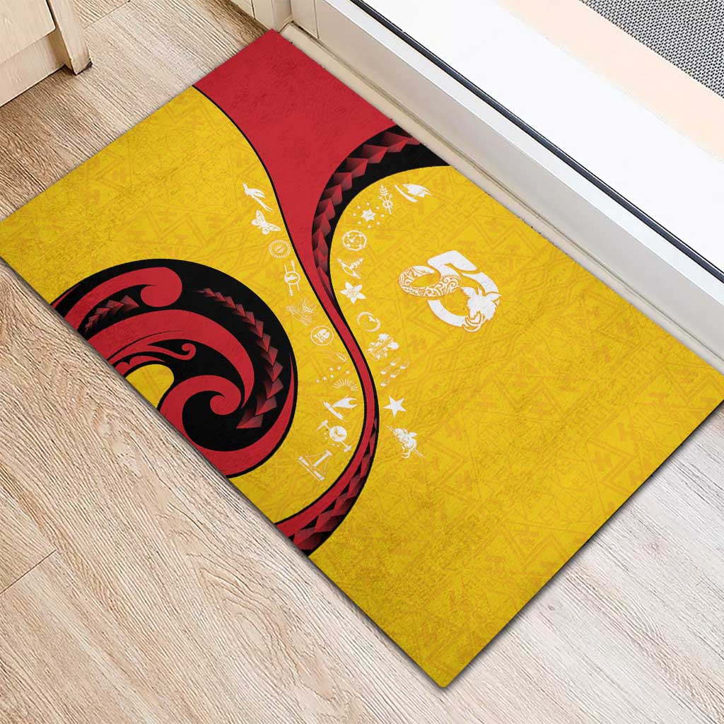 Papua New Guinea 50th Independence Anniversary Rubber Doormat Special Style Yellow Version - Polynesian Pride