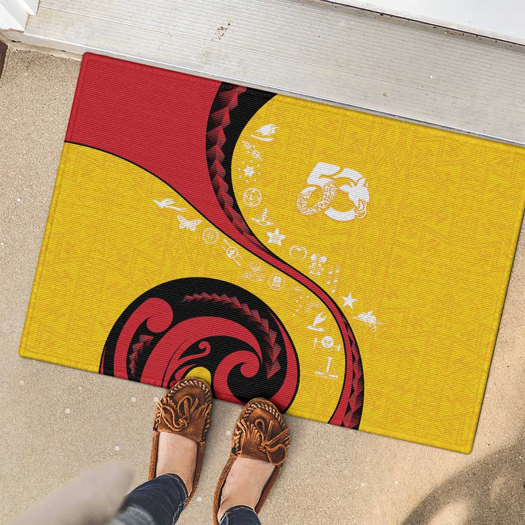 Papua New Guinea 50th Independence Anniversary Rubber Doormat Special Style Yellow Version - Polynesian Pride