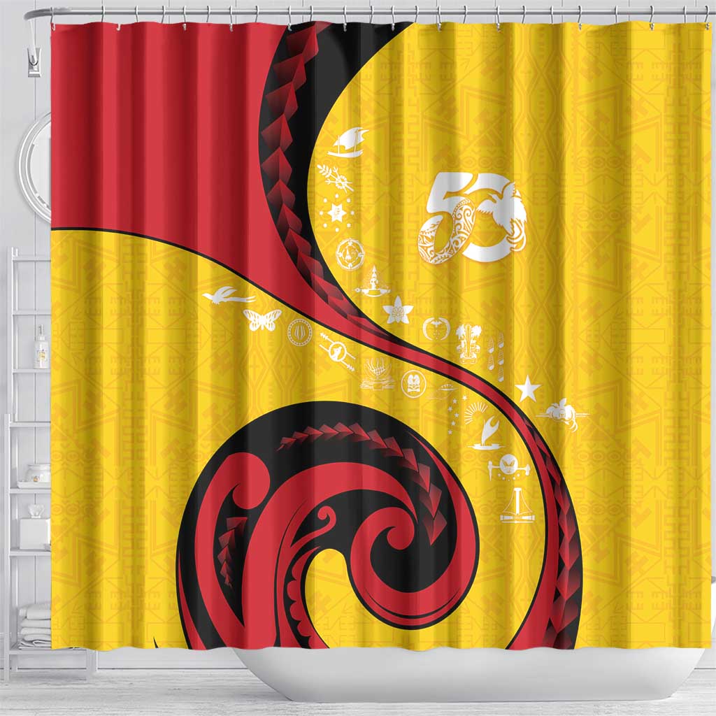 Papua New Guinea 50th Independence Anniversary Shower Curtain Special Style Yellow Version - Polynesian Pride
