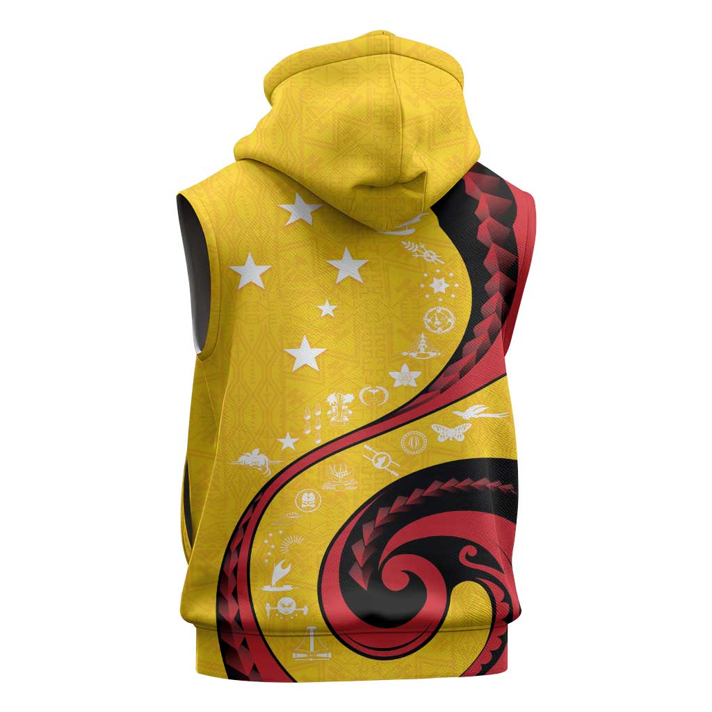 Papua New Guinea 50th Independence Anniversary Sleeveless Hoodie Special Style Yellow Version - Polynesian Pride
