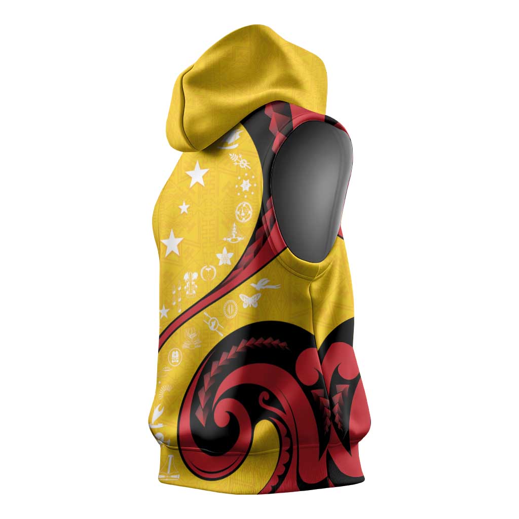 Papua New Guinea 50th Independence Anniversary Sleeveless Hoodie Special Style Yellow Version - Polynesian Pride