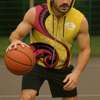 Papua New Guinea 50th Independence Anniversary Sleeveless Zip Hoodie Special Style Yellow Version - Polynesian Pride