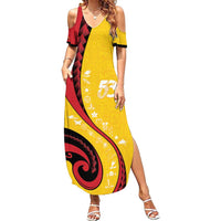 Papua New Guinea 50th Independence Anniversary Summer Maxi Dress Special Style Yellow Version - Polynesian Pride