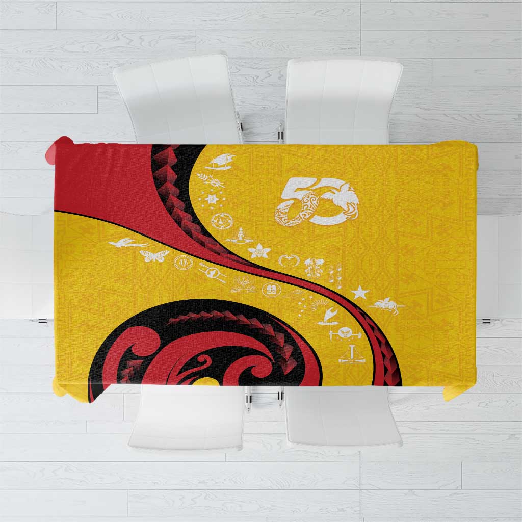 Papua New Guinea 50th Independence Anniversary Tablecloth Special Style Yellow Version - Polynesian Pride