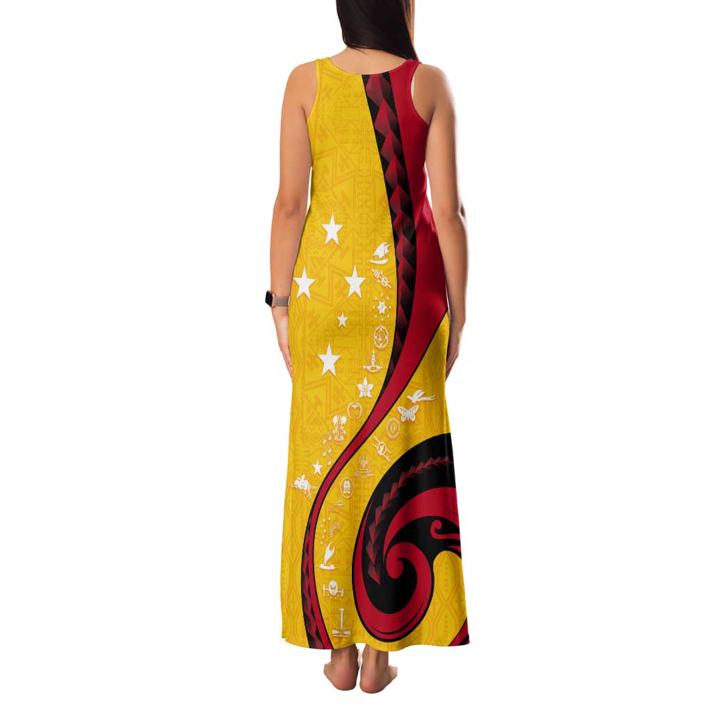 Papua New Guinea 50th Independence Anniversary Tank Maxi Dress Special Style Yellow Version - Polynesian Pride