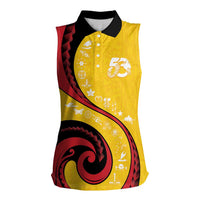Papua New Guinea 50th Independence Anniversary Women Sleeveless Polo Shirt Special Style Yellow Version - Polynesian Pride