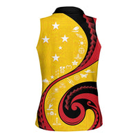 Papua New Guinea 50th Independence Anniversary Women Sleeveless Polo Shirt Special Style Yellow Version - Polynesian Pride