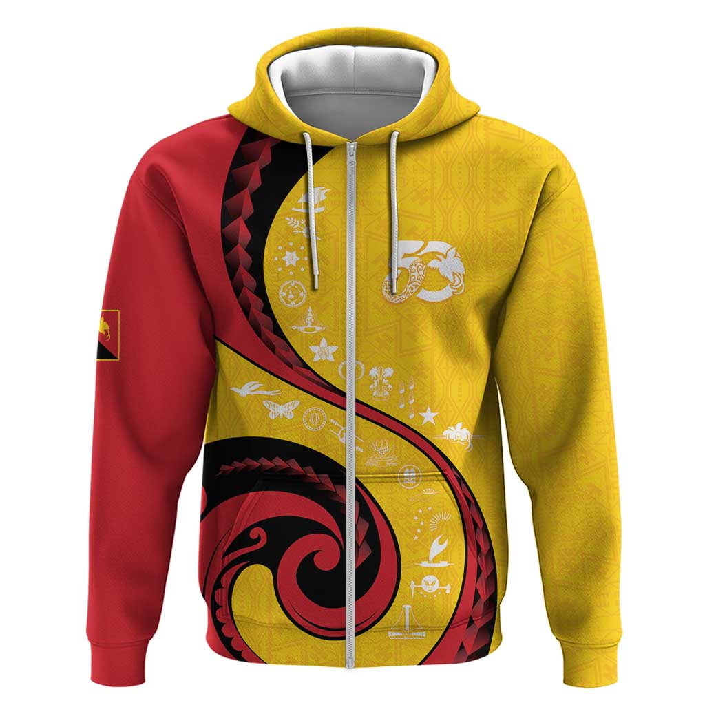 Papua New Guinea 50th Independence Anniversary Zip Hoodie Special Style Yellow Version - Polynesian Pride