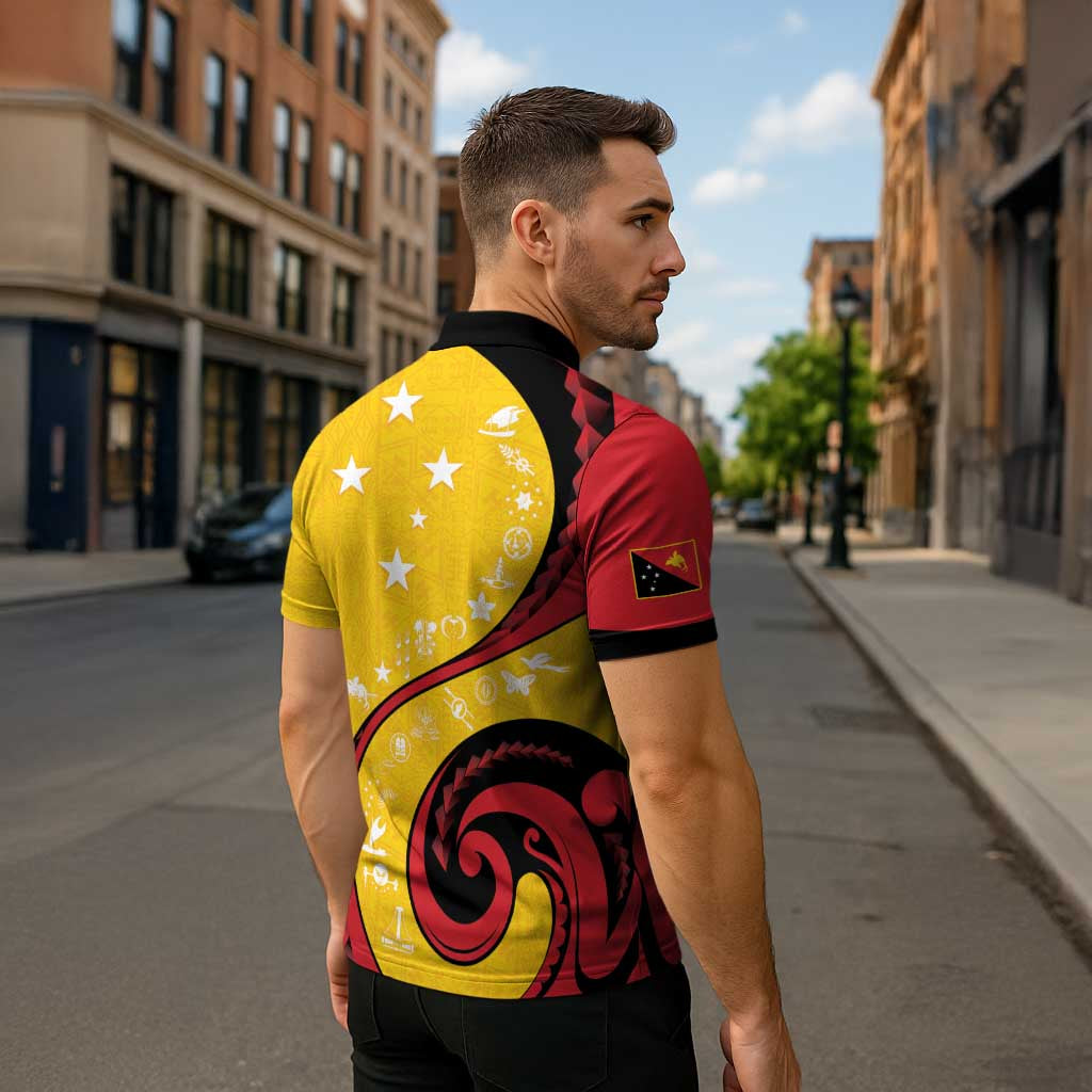 Papua New Guinea 50th Independence Anniversary Zipper Polo Shirt Special Style Yellow Version - Polynesian Pride