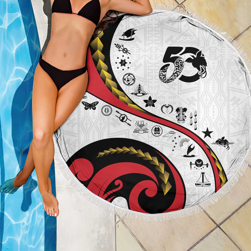 Papua New Guinea 50th Independence Anniversary Beach Blanket Special Style White Version - Polynesian Pride