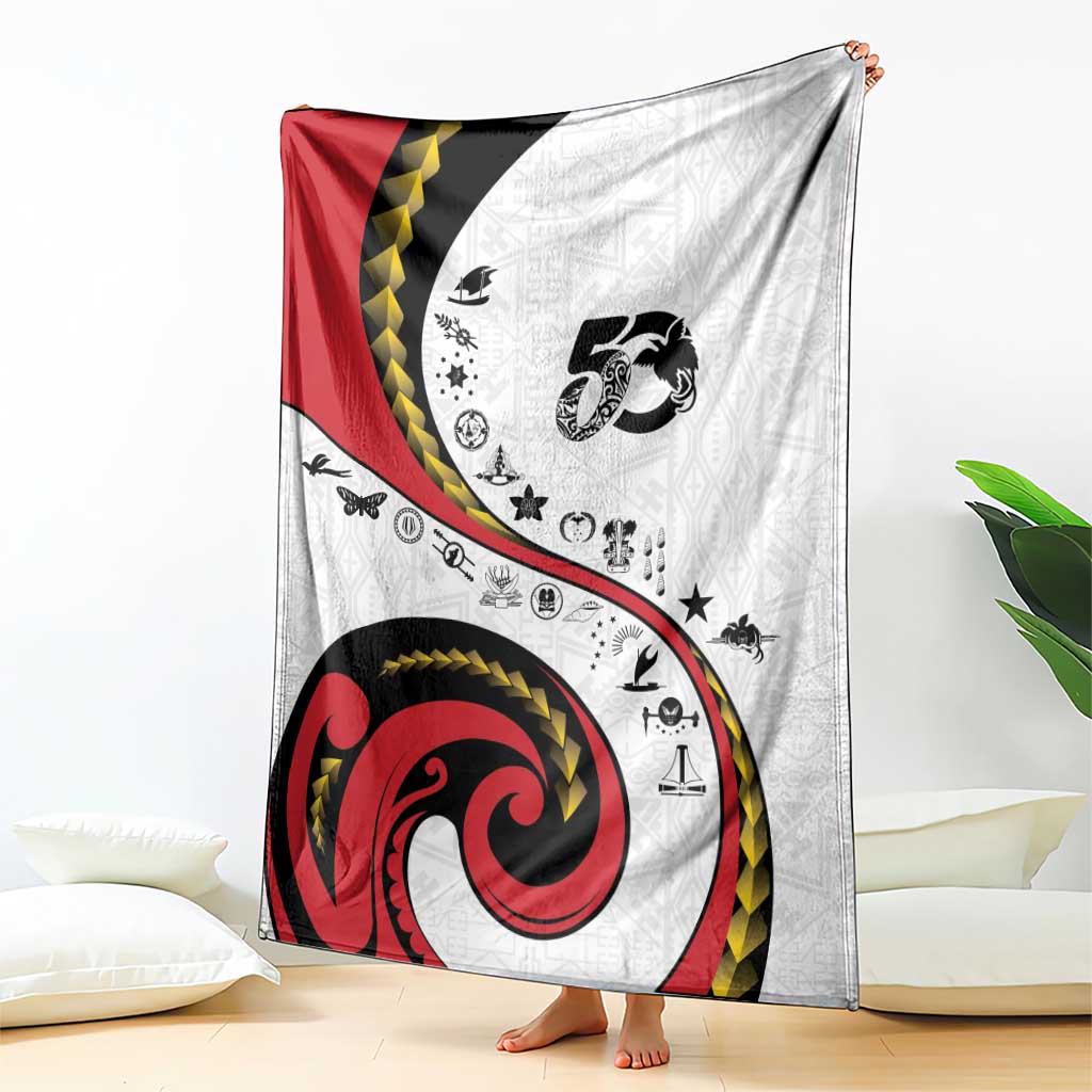 Papua New Guinea 50th Independence Anniversary Blanket Special Style White Version - Polynesian Pride