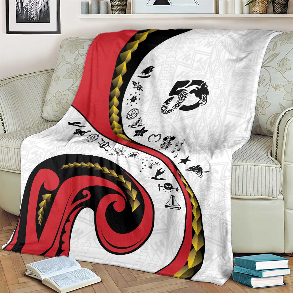 Papua New Guinea 50th Independence Anniversary Blanket Special Style White Version - Polynesian Pride