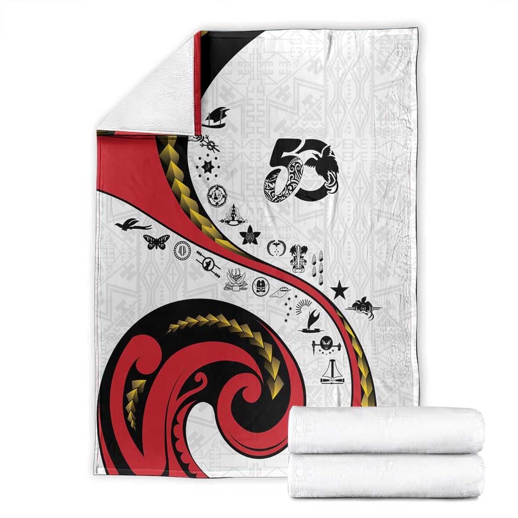 Papua New Guinea 50th Independence Anniversary Blanket Special Style White Version - Polynesian Pride