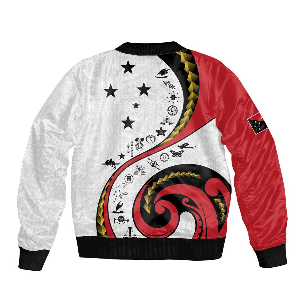 Papua New Guinea 50th Independence Anniversary Bomber Jacket Special Style White Version - Polynesian Pride