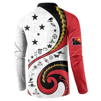 Papua New Guinea 50th Independence Anniversary Button Sweatshirt Special Style White Version - Polynesian Pride