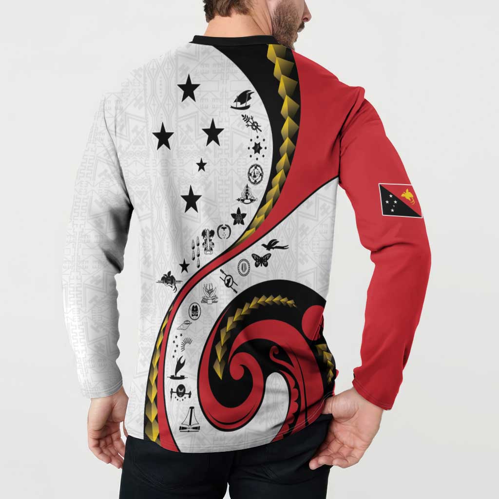 Papua New Guinea 50th Independence Anniversary Button Sweatshirt Special Style White Version - Polynesian Pride