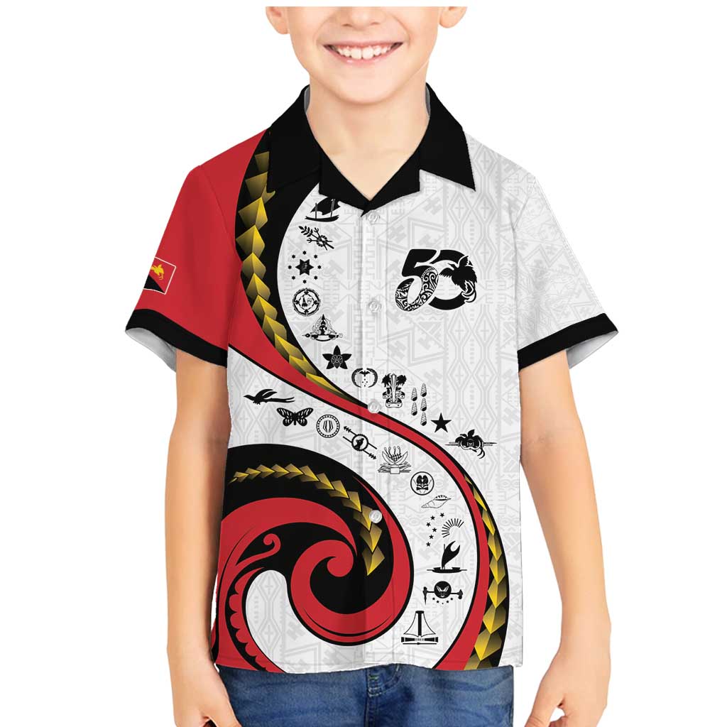 Papua New Guinea 50th Independence Anniversary Family Matching Mermaid Dress and Hawaiian Shirt Special Style White Version - Polynesian Pride