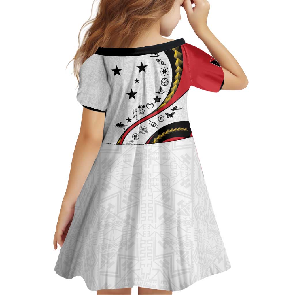 Papua New Guinea 50th Independence Anniversary Family Matching Short Sleeve Bodycon Dress and Hawaiian Shirt Special Style White Version - Polynesian Pride