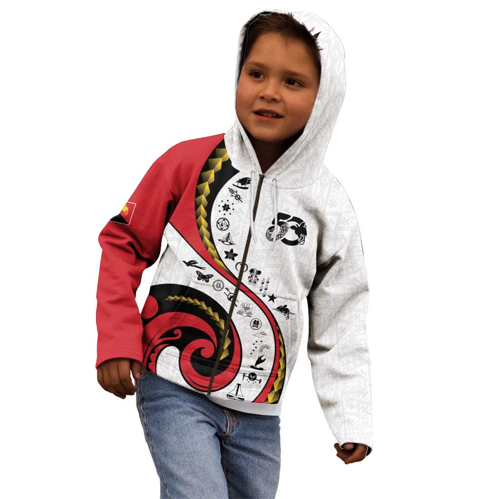 Papua New Guinea 50th Independence Anniversary Kid Hoodie Special Style White Version - Polynesian Pride