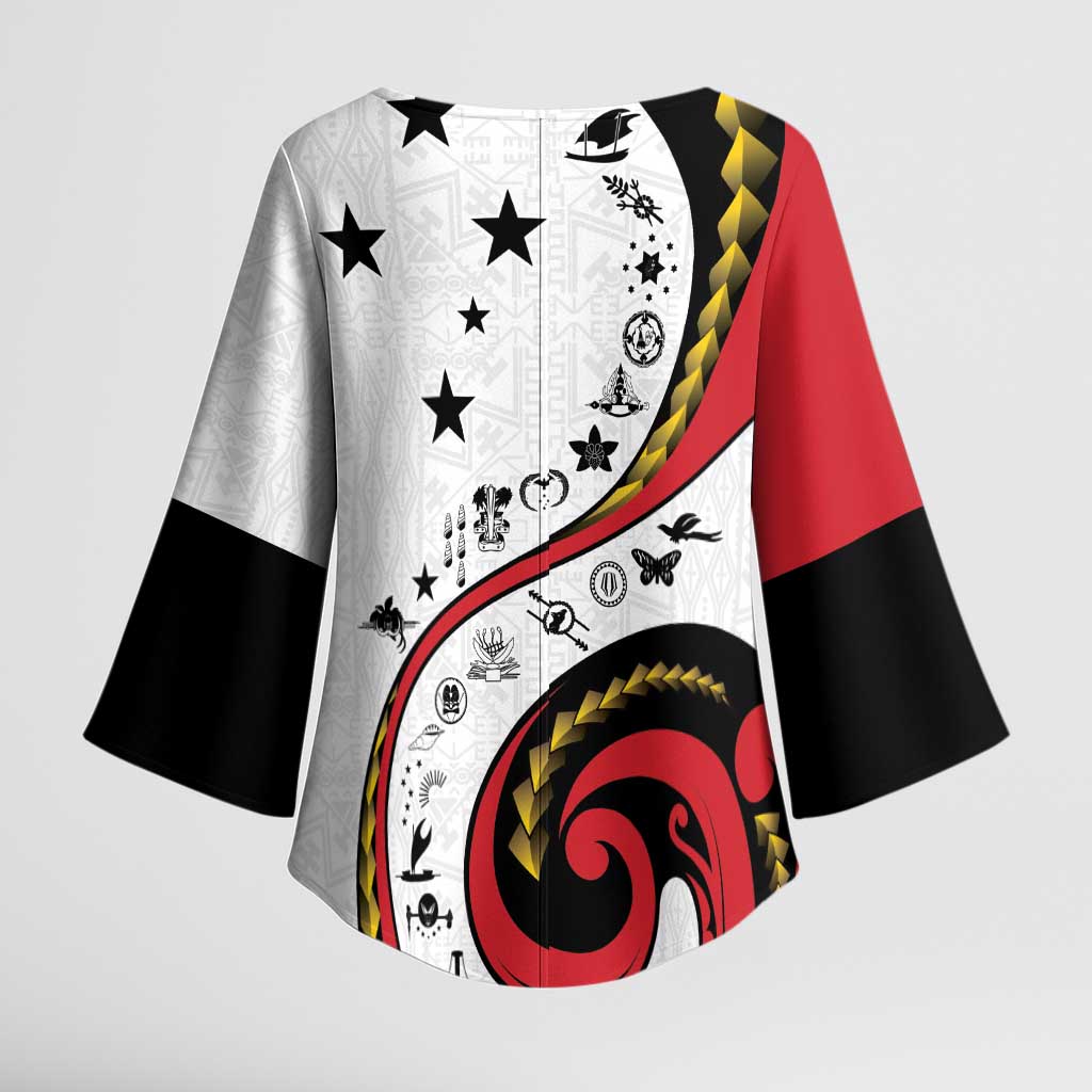 Papua New Guinea 50th Independence Anniversary Kimono Sleeve Blouse Special Style White Version - Polynesian Pride