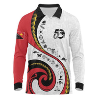 Papua New Guinea 50th Independence Anniversary Long Sleeve Polo Shirt Special Style White Version - Polynesian Pride