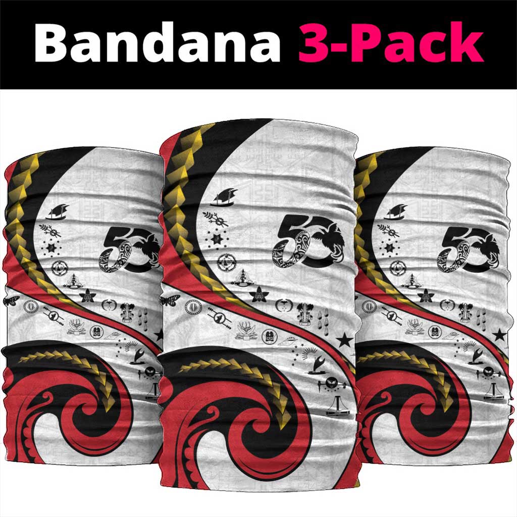 Papua New Guinea 50th Independence Anniversary Neck Gaiter Special Style White Version - Polynesian Pride
