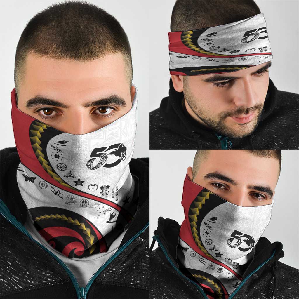 Papua New Guinea 50th Independence Anniversary Neck Gaiter Special Style White Version - Polynesian Pride