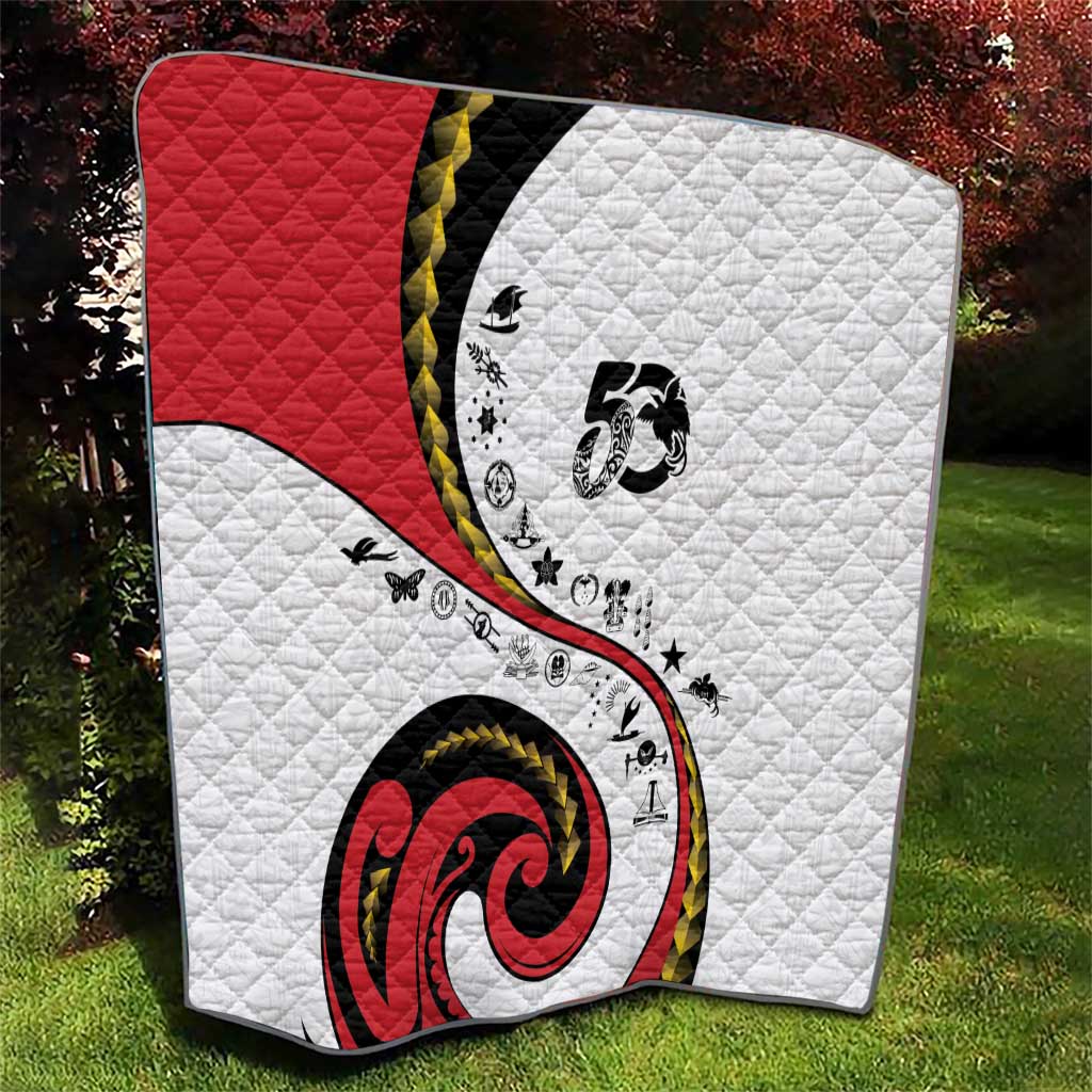 Papua New Guinea 50th Independence Anniversary Quilt Special Style White Version - Polynesian Pride
