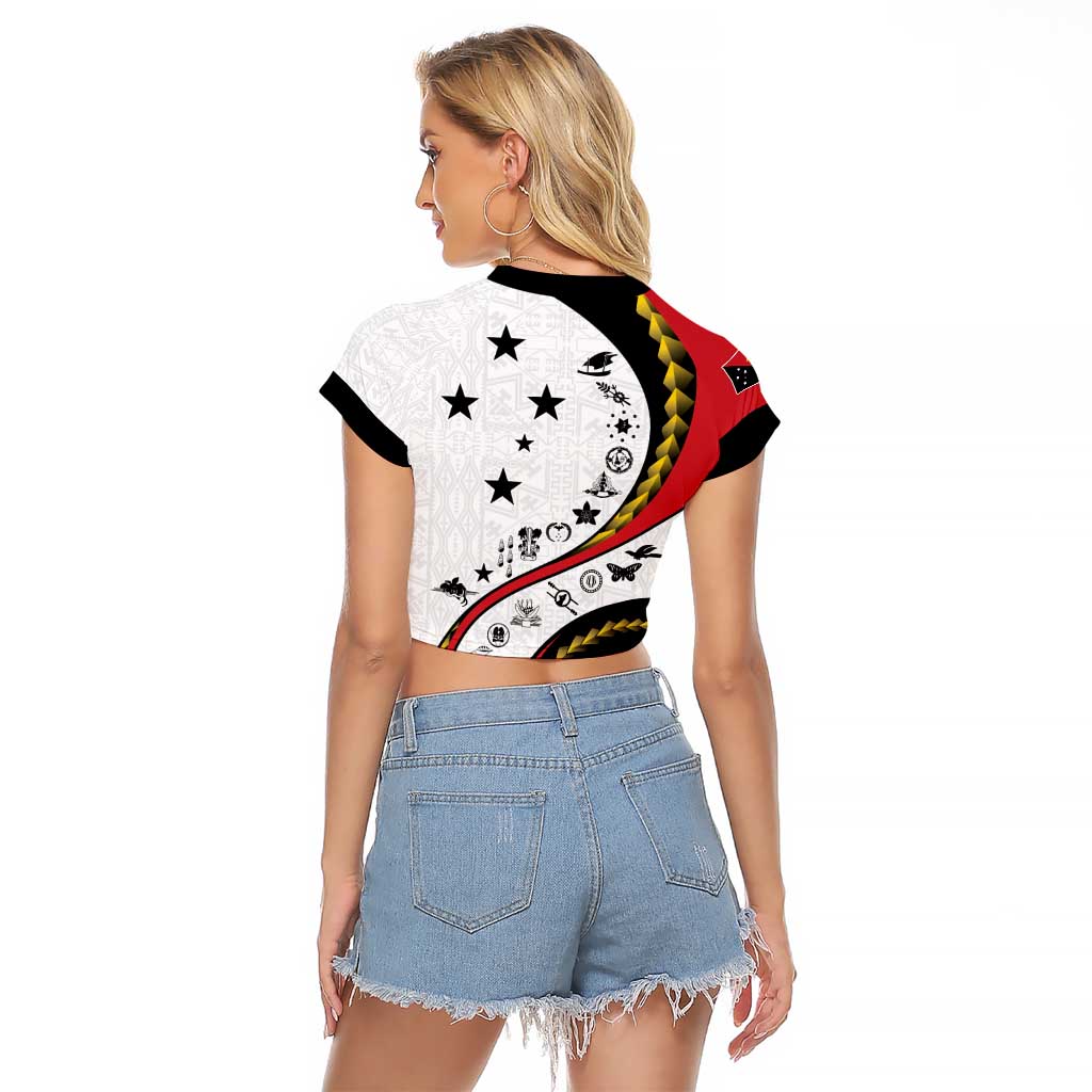 Papua New Guinea 50th Independence Anniversary Raglan Cropped T Shirt Special Style White Version - Polynesian Pride