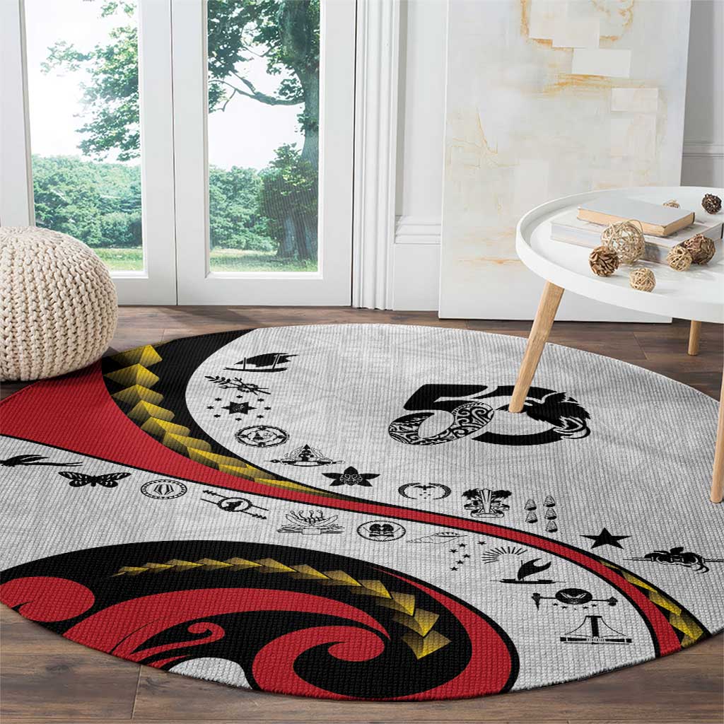 Papua New Guinea 50th Independence Anniversary Round Carpet Special Style White Version - Polynesian Pride
