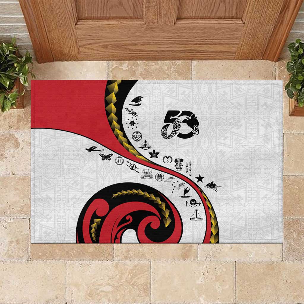 Papua New Guinea 50th Independence Anniversary Rubber Doormat Special Style White Version - Polynesian Pride