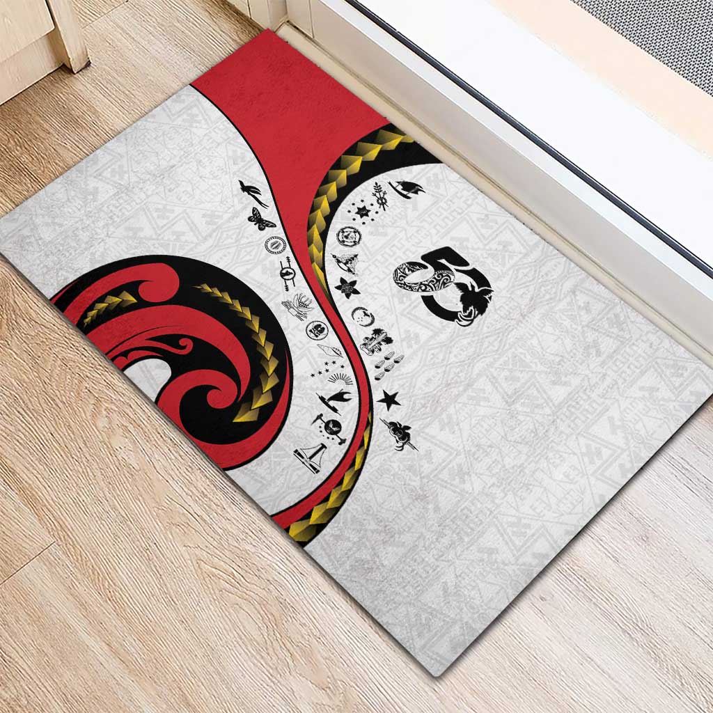 Papua New Guinea 50th Independence Anniversary Rubber Doormat Special Style White Version - Polynesian Pride