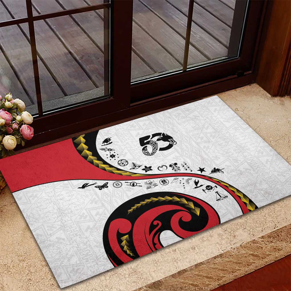 Papua New Guinea 50th Independence Anniversary Rubber Doormat Special Style White Version - Polynesian Pride