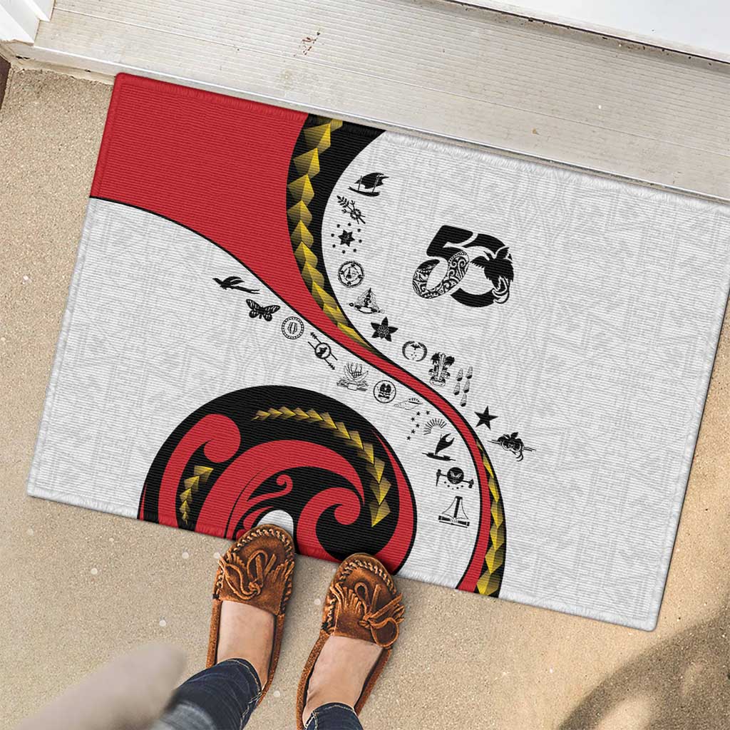 Papua New Guinea 50th Independence Anniversary Rubber Doormat Special Style White Version - Polynesian Pride