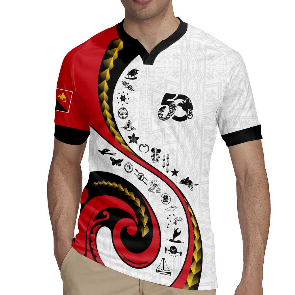 Papua New Guinea 50th Independence Anniversary Rugby Jersey Special Style White Version - Polynesian Pride