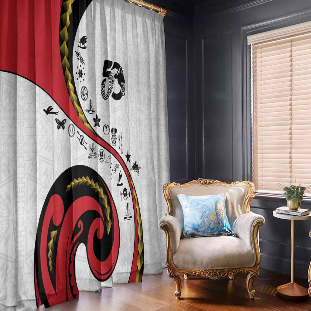 Papua New Guinea 50th Independence Anniversary Window Curtain Special Style White Version - Polynesian Pride