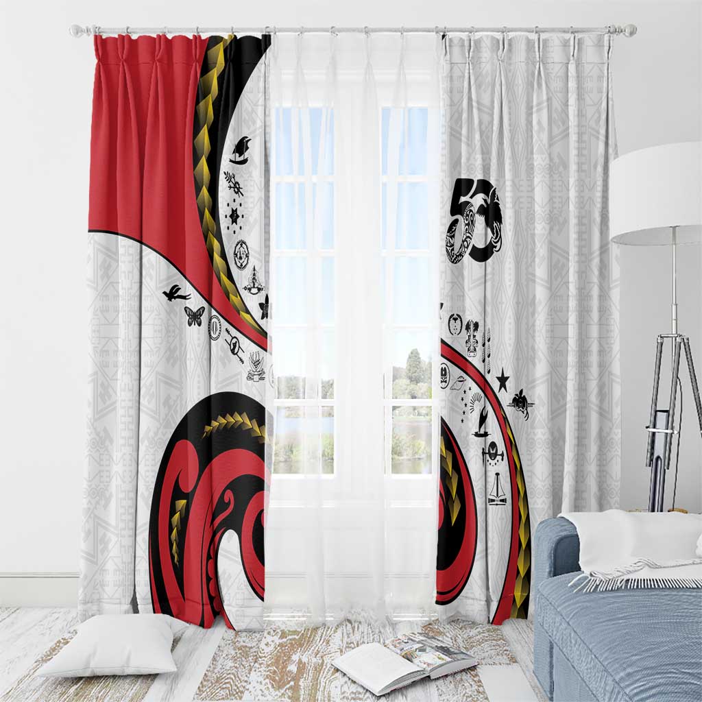 Papua New Guinea 50th Independence Anniversary Window Curtain Special Style White Version - Polynesian Pride