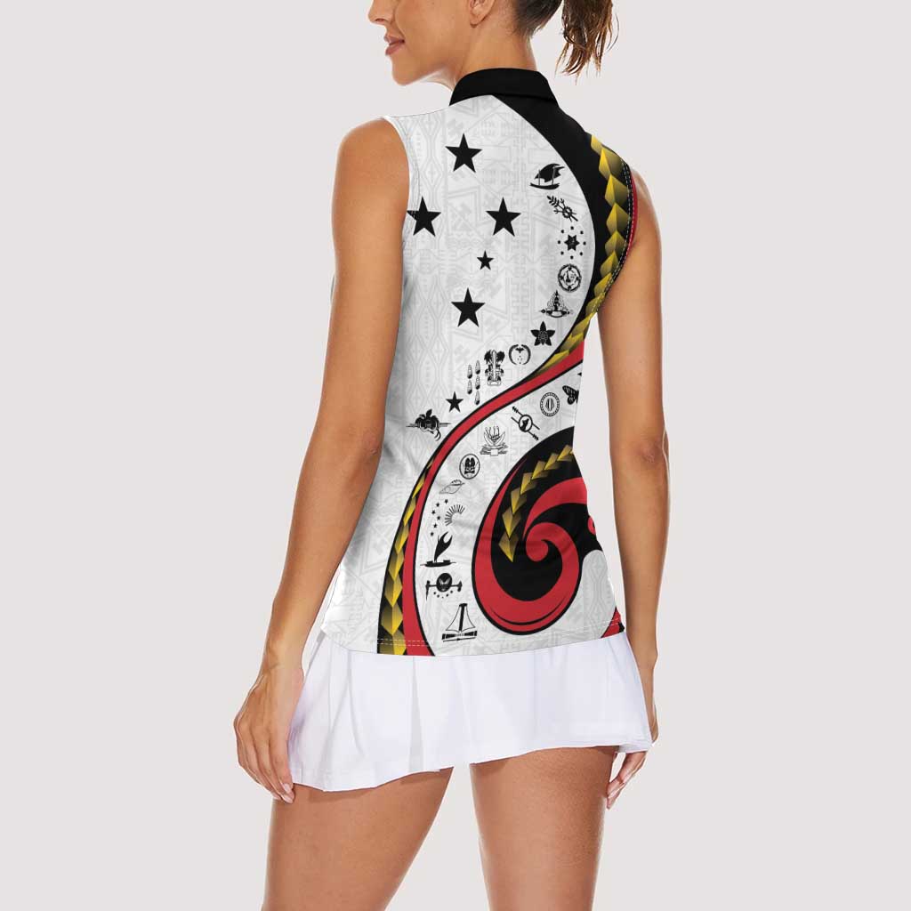 Papua New Guinea 50th Independence Anniversary Women Sleeveless Polo Shirt Special Style White Version - Polynesian Pride