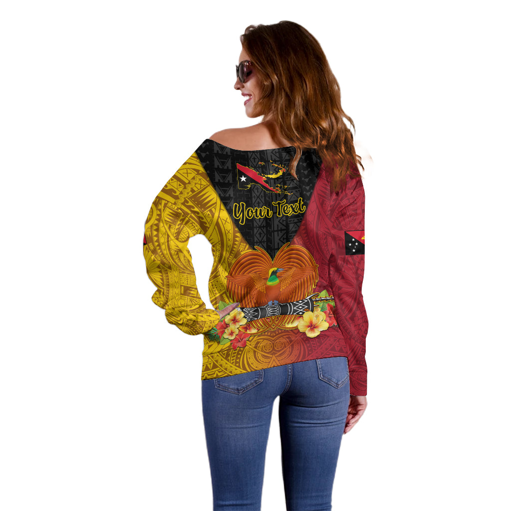 Personalized Papua New Guinea Independence Day Off Shoulder Sweater Bird Of Paradise With Polynesian Pattern LT05 - Polynesian Pride