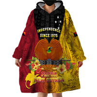 Personalized Papua New Guinea Independence Day Wearable Blanket Hoodie Bird Of Paradise With Polynesian Pattern LT05 - Polynesian Pride