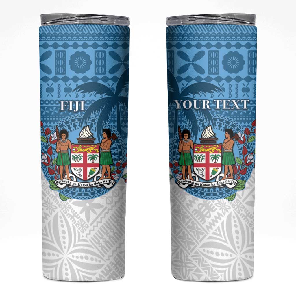 Personalised Fiji Skinny Tumbler Coat Of Arms Tagimoucia With Fijian Tapa Pattern