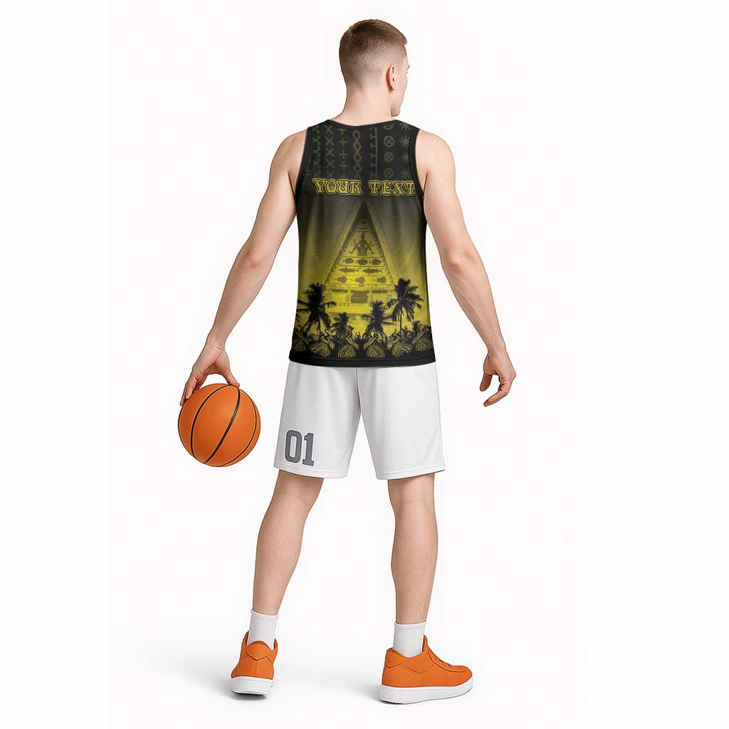 Personalised Palau Independence Day Basketball Jersey Palauan Tattoo Pattern - Polynesian Pride