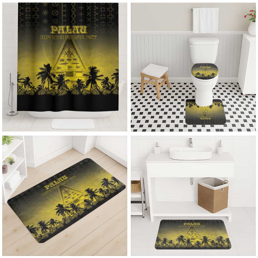 Palau Independence Day Bathroom Set Palauan Tattoo Pattern - Polynesian Pride