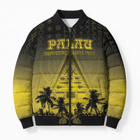 Personalised Palau Independence Day Bomber Puffer Jacket Palauan Tattoo Pattern - Polynesian Pride