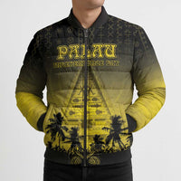 Personalised Palau Independence Day Bomber Puffer Jacket Palauan Tattoo Pattern - Polynesian Pride