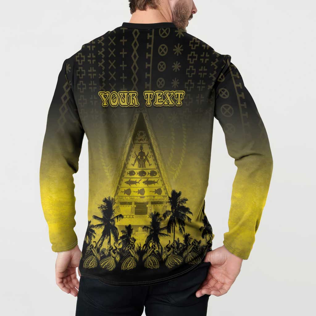 Personalised Palau Independence Day Button Sweatshirt Palauan Tattoo Pattern - Polynesian Pride