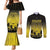 Personalised Palau Independence Day Couples Matching Mermaid Dress and Long Sleeve Button Shirt Palauan Tattoo Pattern - Polynesian Pride
